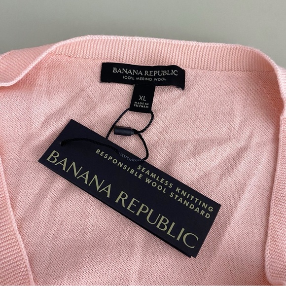 NEW Banana Republic Seamless Merino Wool V Neck Sweater XL Blush Pink 671981 - Picture 6 of 12